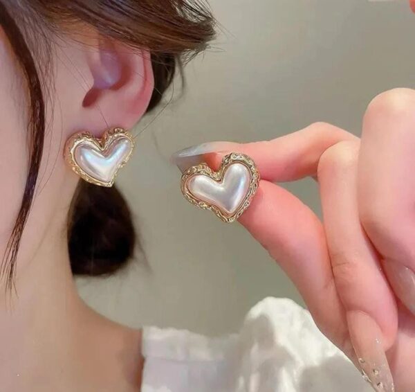 Heart shaped gold plated stone earrings