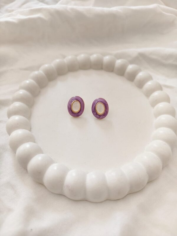 Purple enamel painted oval stud