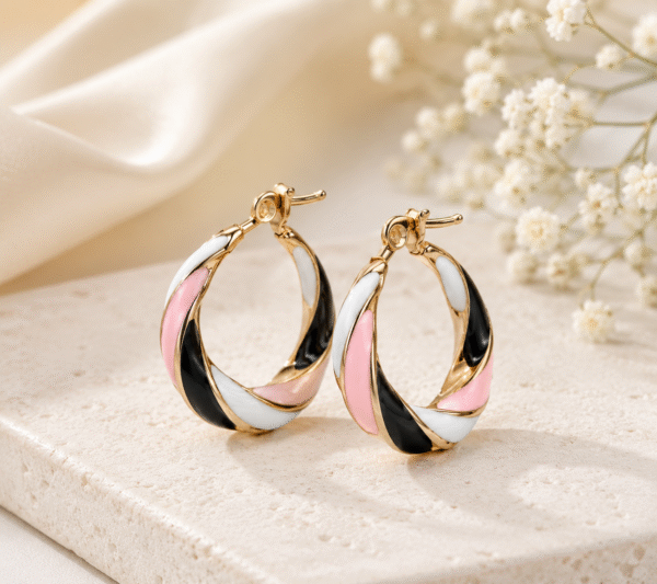 Pink & black enamel hoops