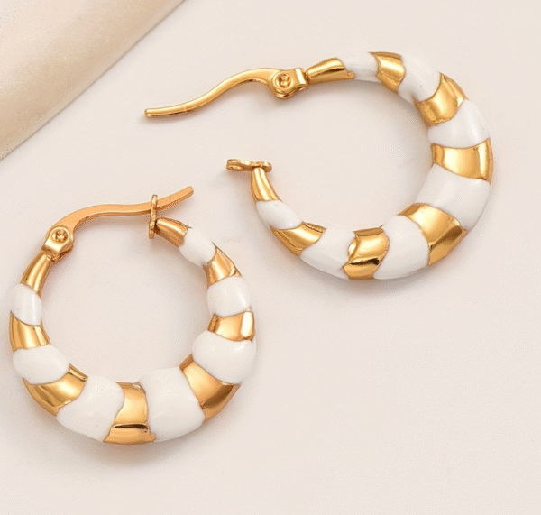 White and golden enamel hoops