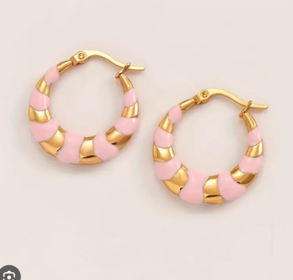 Pink & golden enamel hoops