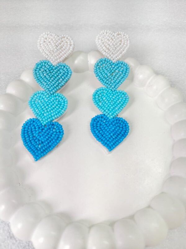 white blue hadmade heart dangler