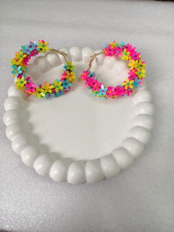 Big multi color flower hoops