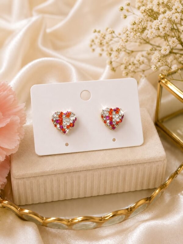 Multi color heart stud small