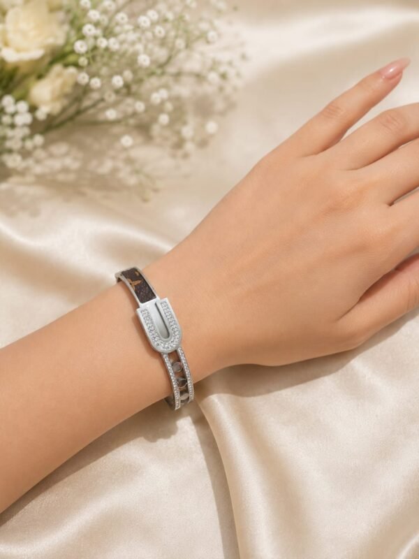 Silver kada with textured unique design