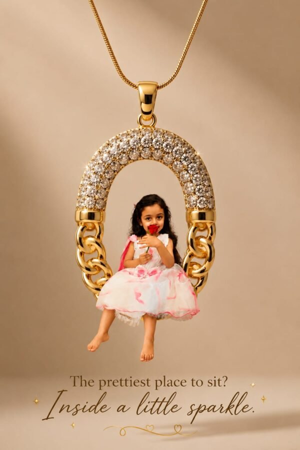 Diamond studded round antitarnish pendant chain