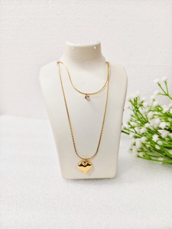 Antitarnish double layer heart chain
